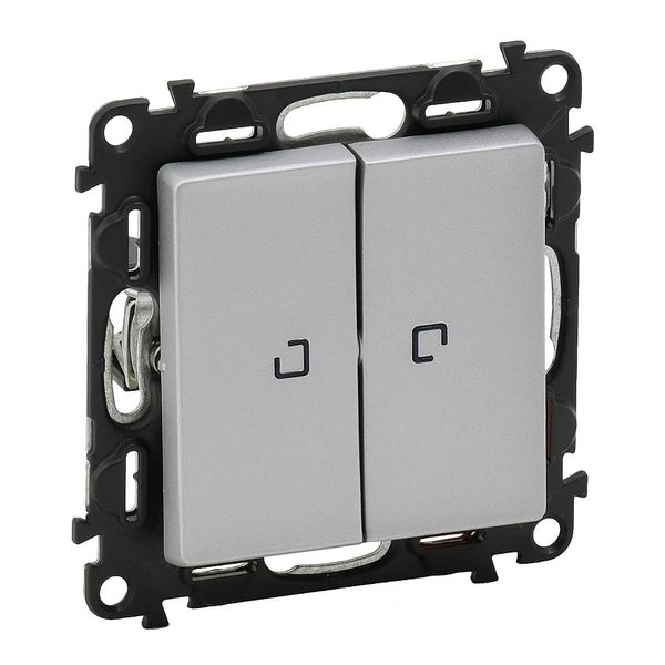 Illuminated 2-gang 2-way switch Valena Life - 10 AX - 250 V~ - aluminium image 1