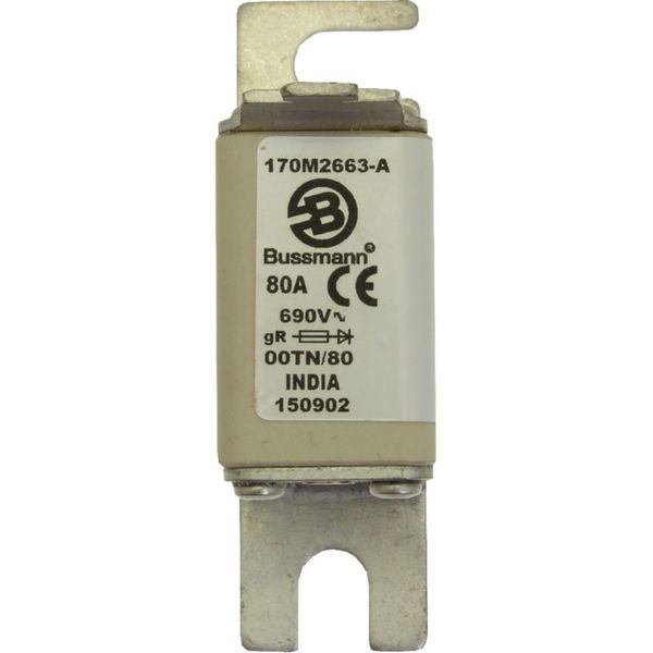 Fuse-link, high speed, 80 A, AC 690 V, size 00, 30 x 67 x 100 mm, gR, DIN, IEC, single indicator image 14