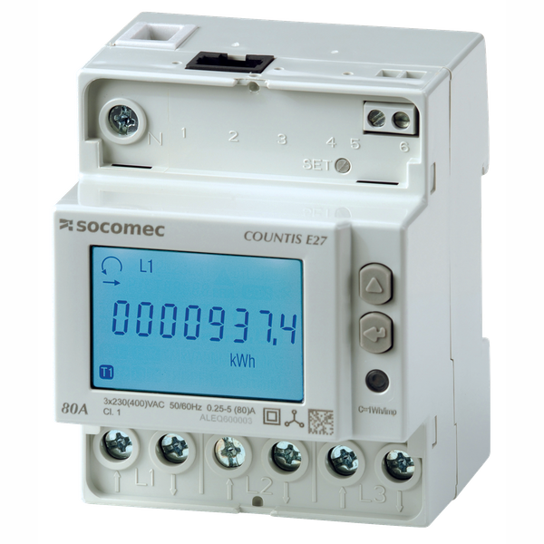 Active-energy meter COUNTIS E28 80A dual tariff Ethernet Modbus TCP co image 1