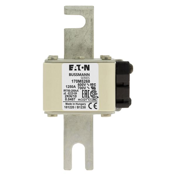 Fuse-link, high speed, 1250 A, AC 600 V, DIN 2, 61 x 77 x 138 mm, aR, DIN, IEC, single indicator image 8