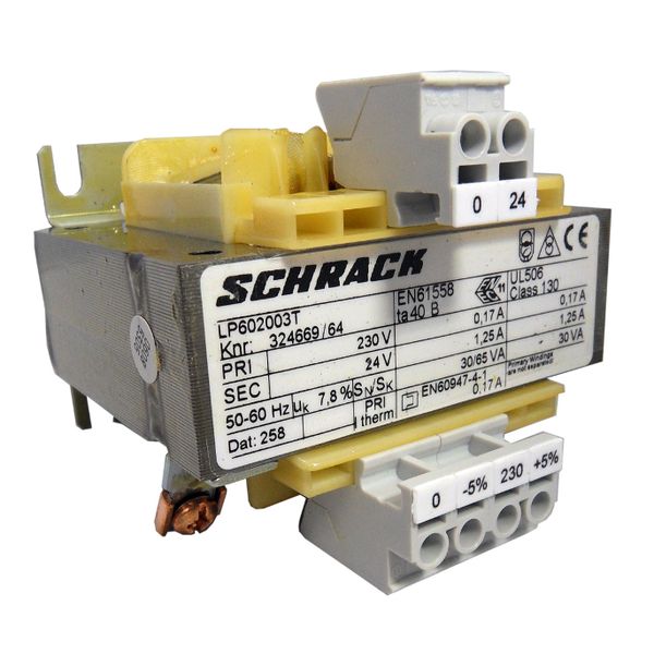 Single Phase Control Transformer 230V/24V, 30VA, IP00 image 2