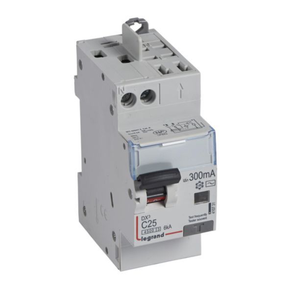 Differential circuit breaker DX³4500 high screw inlet and automatic high outlet U+N 230V~ - 25A typeAC 300mA - 2 modules image 1