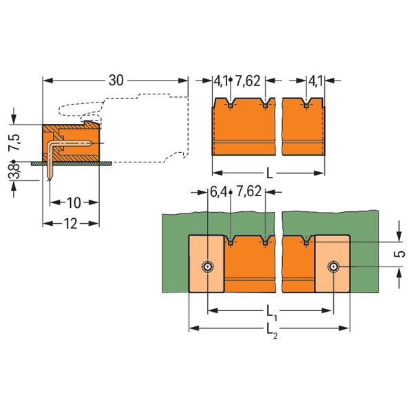 THT male header 1.2 x 1.2 mm solder pin angled orange image 4