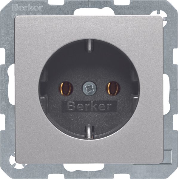 SCHUKO socket outlet, Q.1/Q.3, alu velvety, lacquered image 1