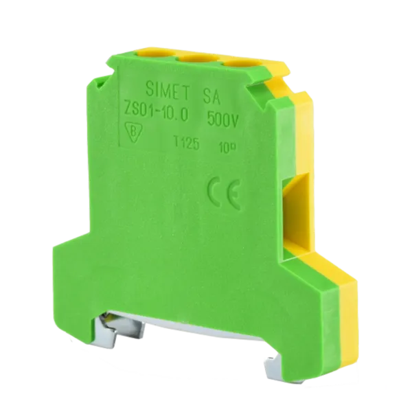 Rail-mounted screw terminal block ZSO1-10.0 yellow-green image 1