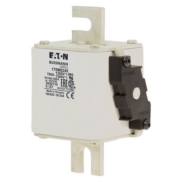 Fuse-link, high speed, 700 A, AC 1250 V, size 3, 76 x 92 x 139 mm, aR, DIN, IEC, single indicator image 8