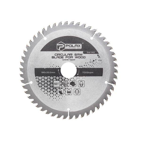 Circular saw blade for wood, carbide tipped 190x30.0/25.4, 50Т image 1