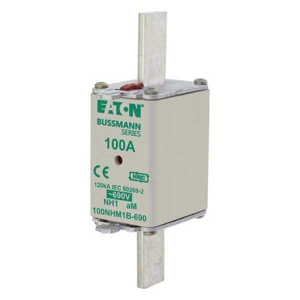 Fuse-link, low voltage, 100 A, AC 690 V, NH1, aM, IEC, dual indicator image 3