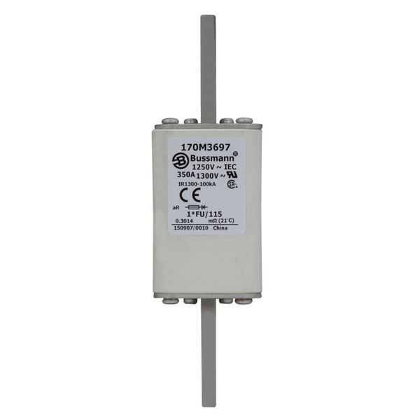 Fuse-link, high speed, 350 A, AC 1250 V, compact size 1, 45 x 45 x 156 mm, aR, IEC, UL image 13