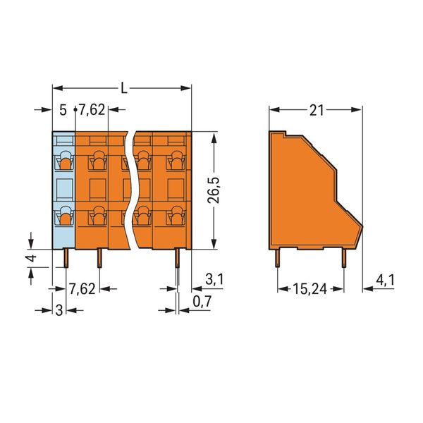 Double-deck PCB terminal block 2.5 mm² Pin spacing 7.62 mm orange image 4