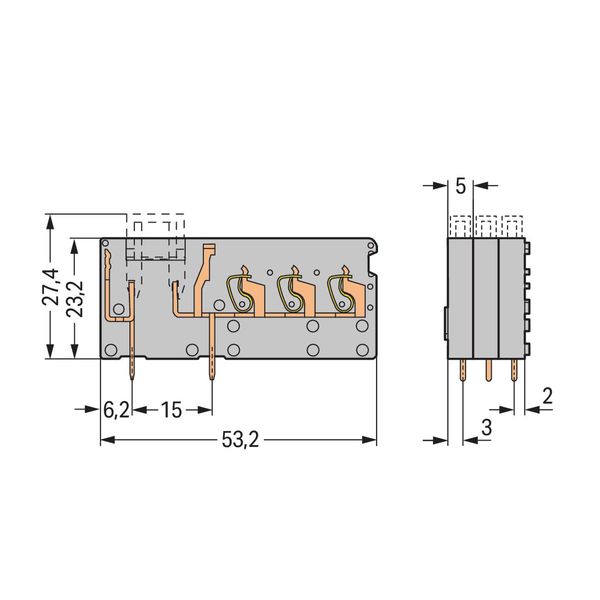 Stackable 3-conductor PCB terminal block with fuse mounting 2.5 mm² gr image 3