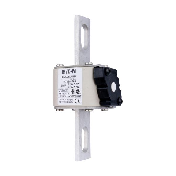 Fuse-link, high speed, 315 A, AC 690 V, size 1, 53 x 69 x 136 mm, aR, IEC, UL, single indicator image 3