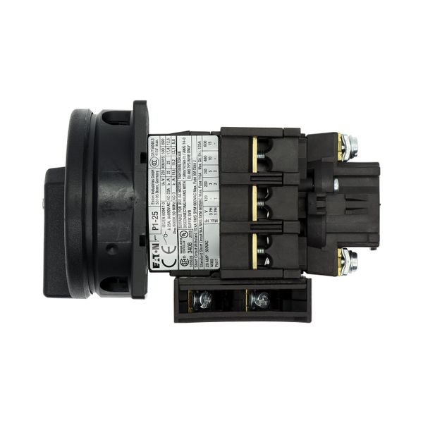 Main switch, P1, 25 A, flush mounting, 3 pole, 1 N/O, 1 N/C, STOP function, With black rotary handle and locking ring, Lockable in the 0 (Off) positio image 34