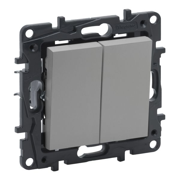 2-GANG ONE-WAY SWITCH ALUMINIUM image 1