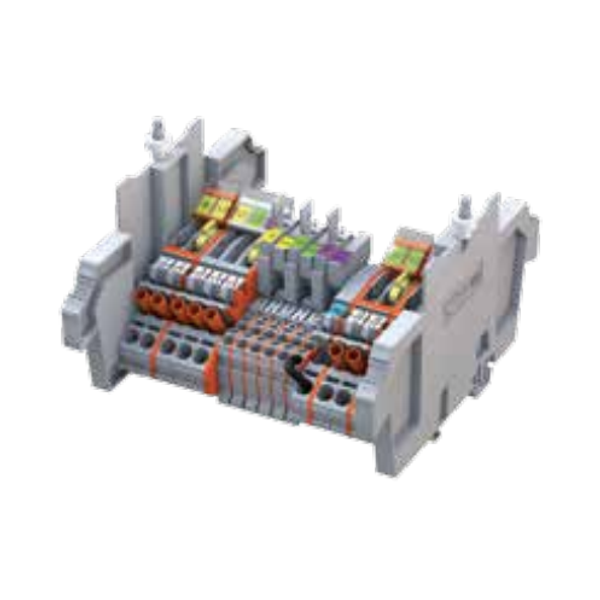 WAGO  16-track measuring strip 2 current connectors in each phase with fuses and signaling without additional circuits. Measuring station with parallel modules 230V image 1