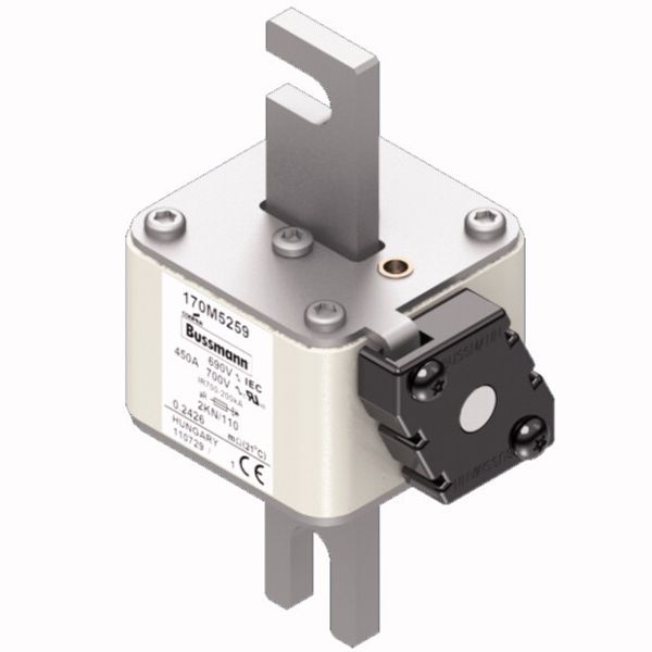 Fuse-link, high speed, 450 A, AC 690 V, DIN 2, 61 x 77 x 138 mm, aR, DIN, IEC, single indicator image 2