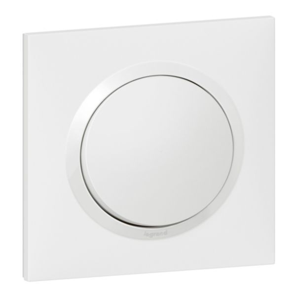 Dooxie pushbutton 6A 250V~ delivered with white square plate image 1