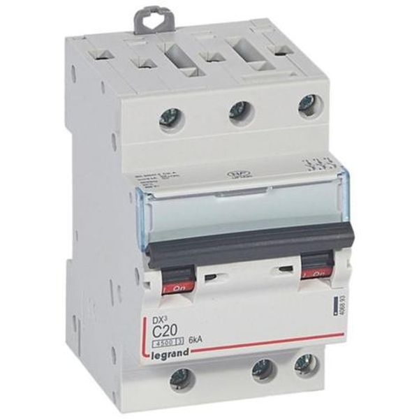 Circuit breaker DX³4500 6kA high inlet and low outlet via screw terminal - three-pole 400V~ 20A curve C - 3 modules image 1