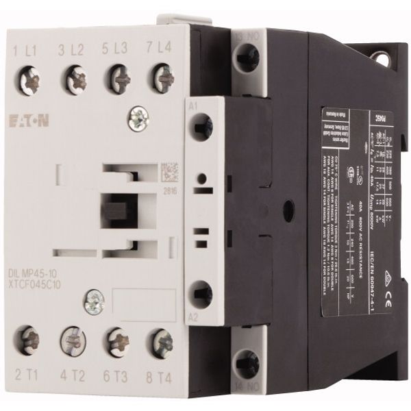 Contactor, 4 pole, AC operation, AC-1: 45 A, 1 N/O, 230 V 50/60 Hz, Screw terminals image 3