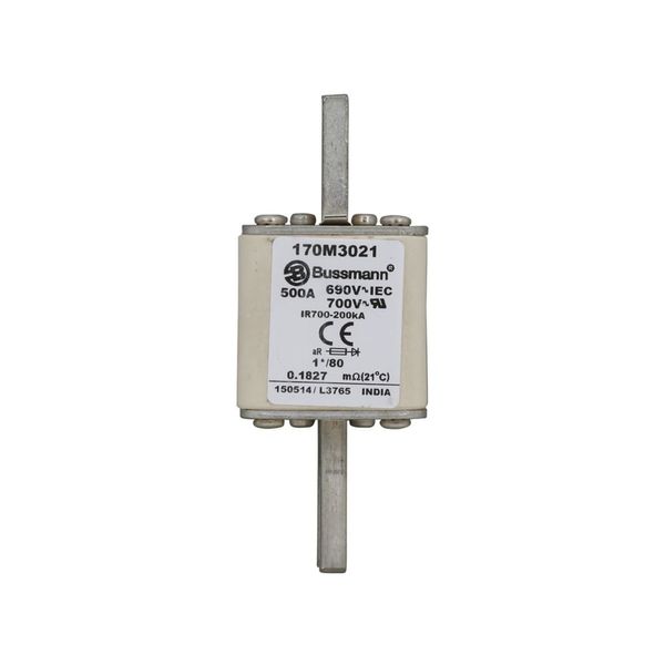 Fuse-link, high speed, 500 A, AC 690 V, compact DIN 1, 45 x 45 x 104 mm, aR, DIN, IEC, single indicator image 11