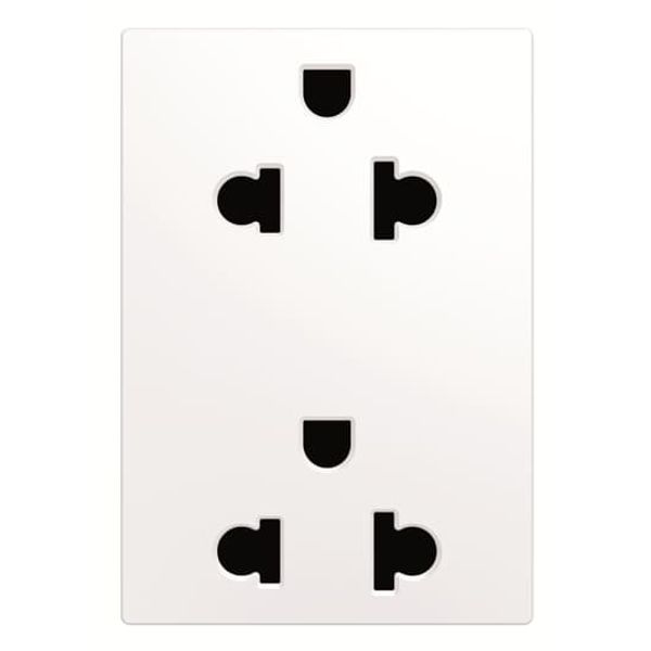 N1338 BL Euro-American earthed duplex socket outlet - 3M - White image 1