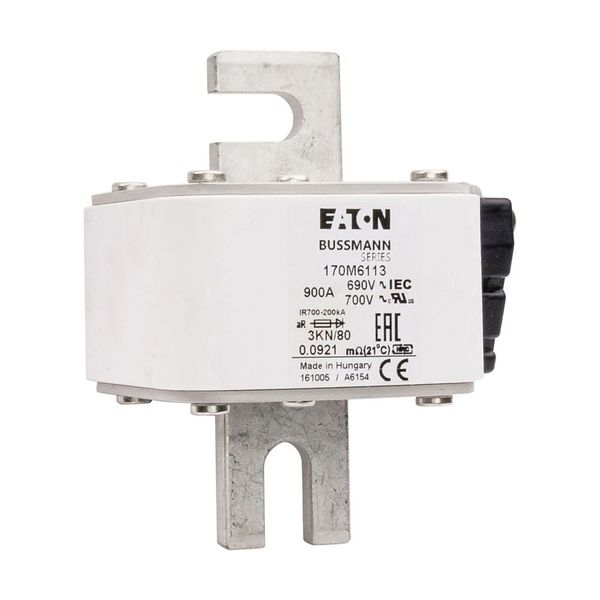 Fuse-link, high speed, 900 A, AC 690 V, DIN 3, 76 x 92 x 109 mm, aR, DIN, IEC, single indicator image 13