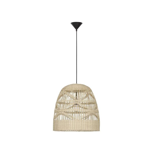 Natural Rattan  Black Fabric Wire & Base   LED E27 1x12 Watt 230 Volt   IP20 Bulb Excluded  D: 46 H  1: 46 H  2: 200 cm Adjustable height image 1