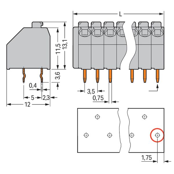 PCB terminal block push-button 1.5 mm² orange image 3