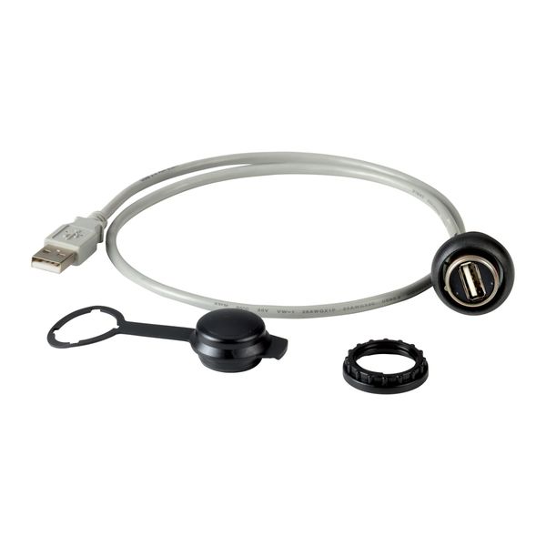 Bulkhead interface, 0.6 m, Prefabricated cable with permanently connected USB 3.0 Type A plug, Bezel: black image 3