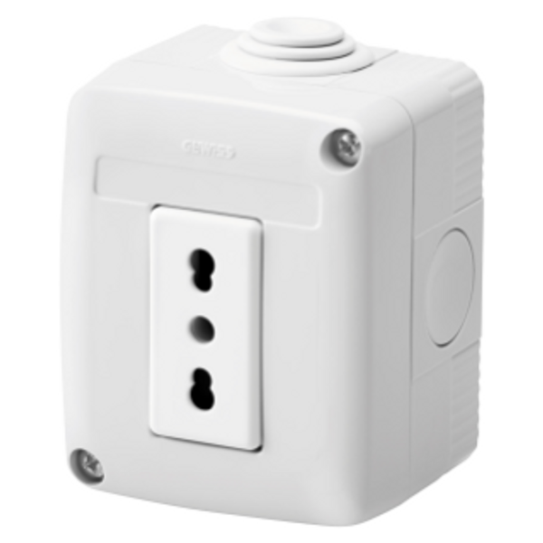 PROTECTED ENCLOSURE COMPLETE WITH SYSTEM DEVICES - WITH SOCKET-OUTLET 2P+E 16 A DUAL AMPERAGE - ITALIAN STANDARD - IP40 - GREY RAL 7035 image 1