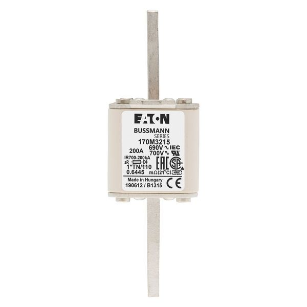 Fuse-link, high speed, 200 A, AC 690 V, compact DIN 1, 45 x 58 x 134 mm, aR, DIN, IEC, single indicator, 80 mm centres image 5