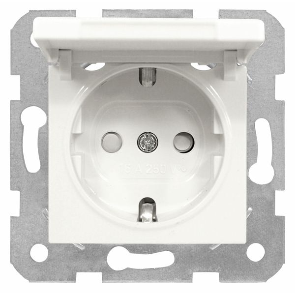 Socket outlet, flap cover, screw clamps, white image 1