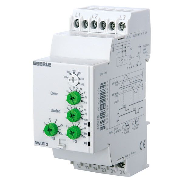 Three-phase voltage monitor without N monitoring 3x220...3x480V AC, 5A, 2 changeover contacts image 1