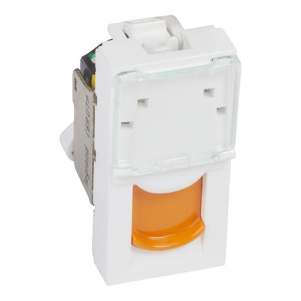 Arteor CAT 6A UTP RJ45 Socket 1 Module White with Orange Shutter image 1