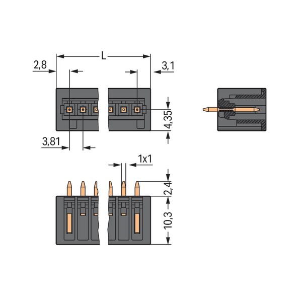 THR male header 1.0 x 1.0 mm solder pin straight black image 5