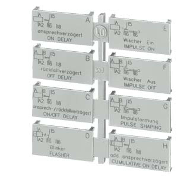 Set of labels for multifunction device with 1 changeover contact Set of labels (1 unit) with 8 functions 3RP1901-0A image 1