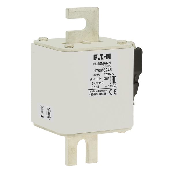 Fuse-link, high speed, 800 A, AC 1250 V, size 3, 76 x 92 x 139 mm, aR, DIN, IEC, single indicator image 22