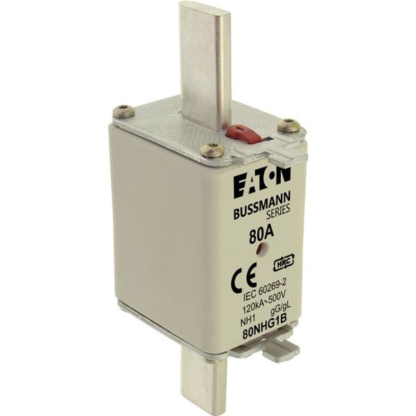 Fuse-link, low voltage, 80 A, AC 500 V, NH1, gL/gG, IEC, dual indicator image 4