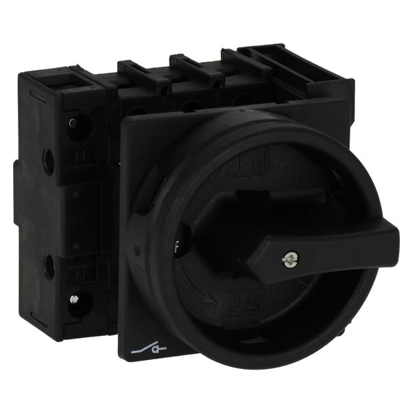 Main switch, P1, 40 A, flush mounting, 3 pole + N, 1 N/O, 1 N/C, STOP function, With black rotary handle and locking ring, Lockable in the 0 (Off) pos image 10