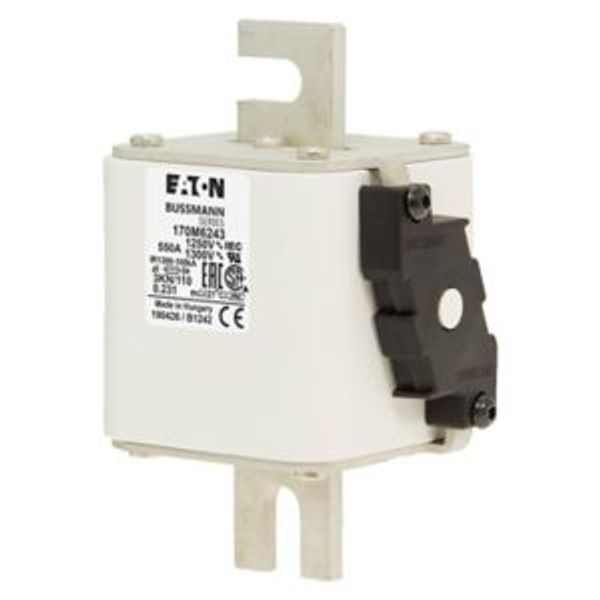 Fuse-link, high speed, 550 A, AC 1250 V, size 3, 76 x 92 x 139 mm, aR, DIN, IEC, single indicator image 6