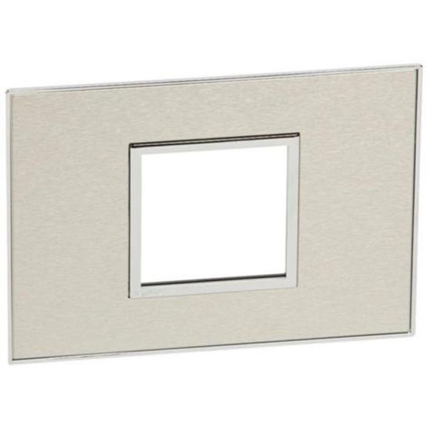 Plate Arteor - Italian / US standard - square - 2 modules - stainless steel image 1