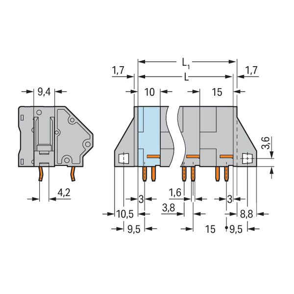 PCB terminal block 16 mm² Pin spacing 15 mm gray image 4