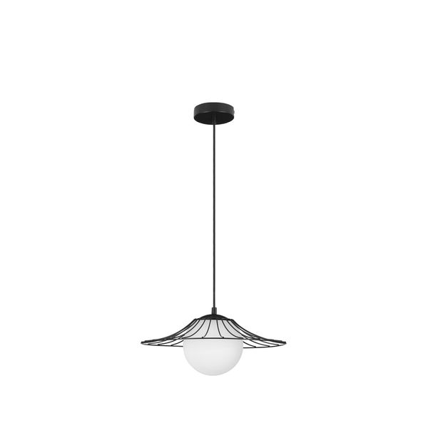 Matt Black Metal  & Opal Glass   LED E27 1x12 Watt 230 Volt  IP20 Bulb Excluded  D: 36 H: 115 cm Adjustable height image 1