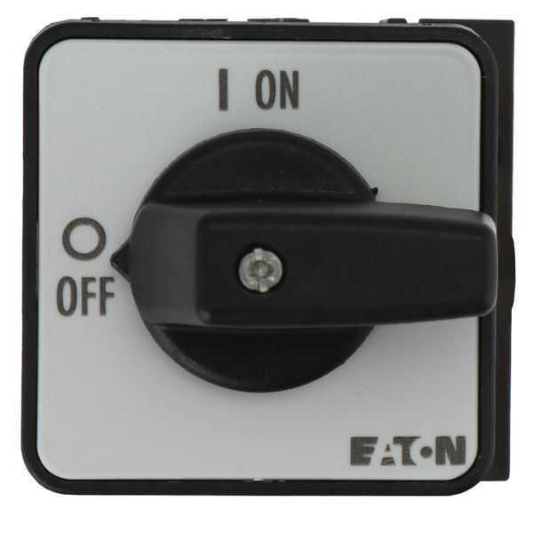 On-Off switch, P1, 40 A, rear mounting, 3 pole, 1 N/O, 1 N/C, with black thumb grip and front plate image 12