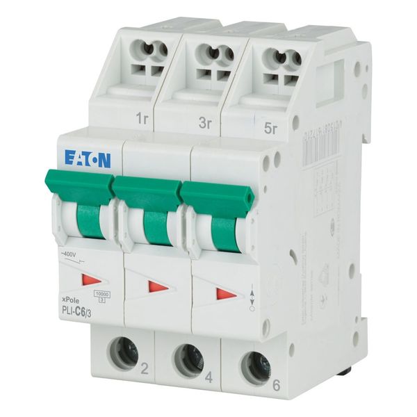 Miniature circuit breaker (MCB) with plug-in terminal, 6 A, 3p, characteristic: C image 1