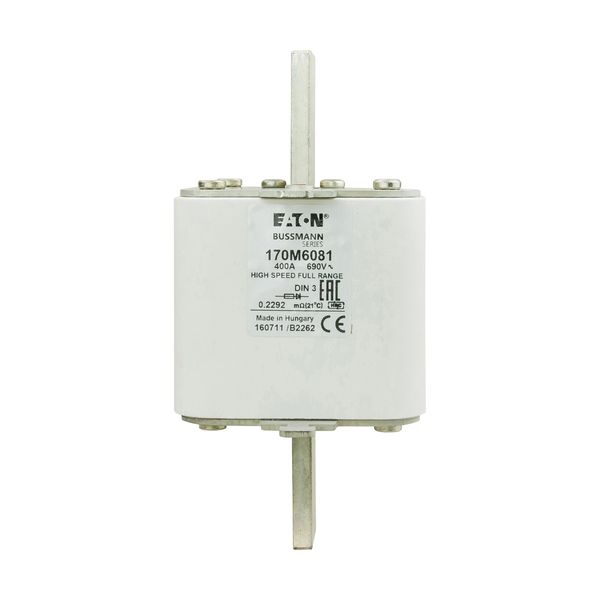 Fuse-link, high speed, 400 A, AC 690 V, DIN 3, 75 x 89 x 150 mm, gR, DIN, IEC, single indicator image 7