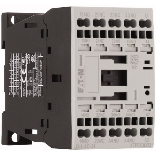 Contactor relay, 230 V 50 Hz, 240 V 60 Hz, 3 N/O, 1 NC, Spring-loaded terminals, AC operation image 4