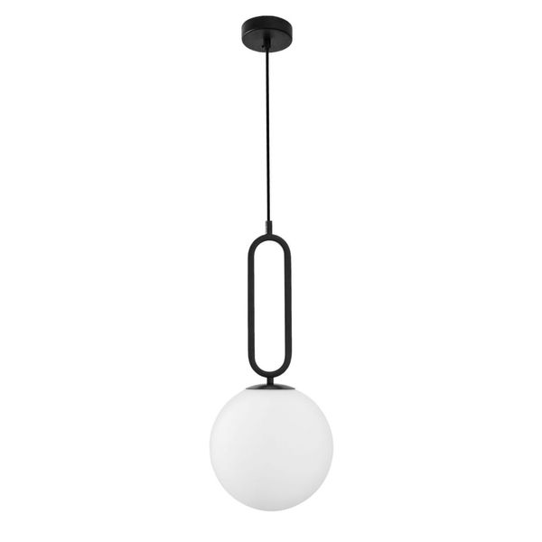 Matt Black Metal   Opal Glass  LED E27 1x12 Watt 230 Volt  IP20 Bulb Excluded  D: 25 H1: 56 H2: 120 cm Adjustable height image 1