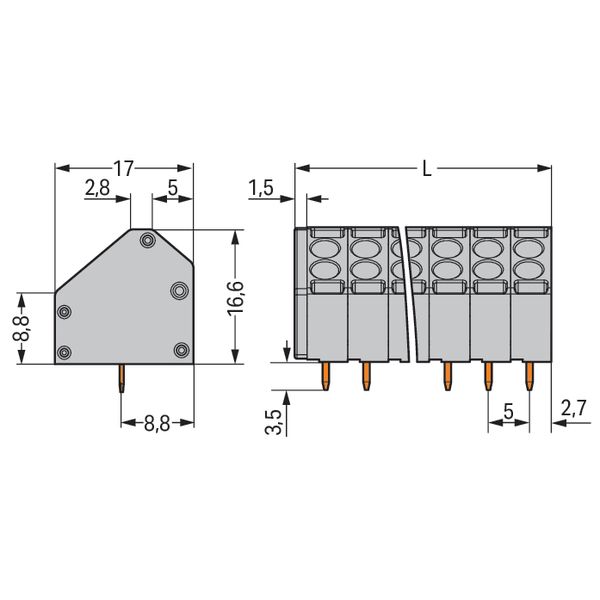 816-106 2-conductor PCB terminal block; 1.5 mm²; Pin spacing 5 mm image 6