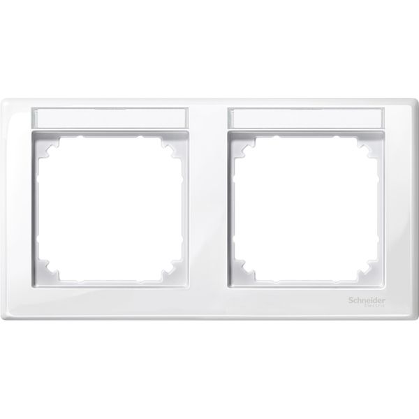 M-Smart frame, 2-gng w. label.bracket, horizontal installation, pol.wht., glossy image 4